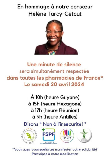 Solidarité pharmaceutique : un hommage en minute de silence pour Hélène Tarcy-Cétout